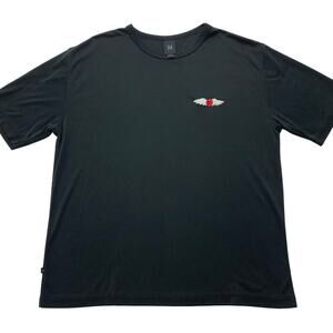 i/d Mens Large Black Tee Shirt Polynosic Crew Neck 13 Wings Embroidery